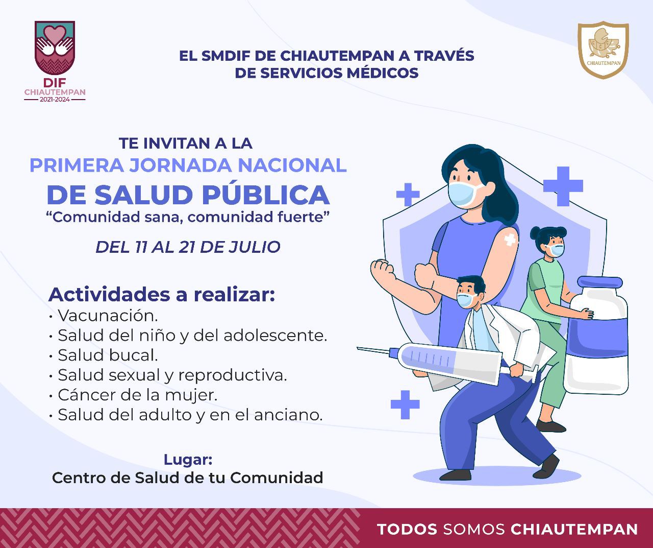 Invita SMDIF Chiautempan a Jornada Nacional de Salud Pública del 11 al 21 de julio